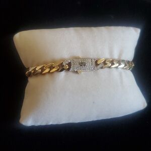 Moissanite Monaco bracelet  gold over silver BSI 925 ,  7" 8.4 grms